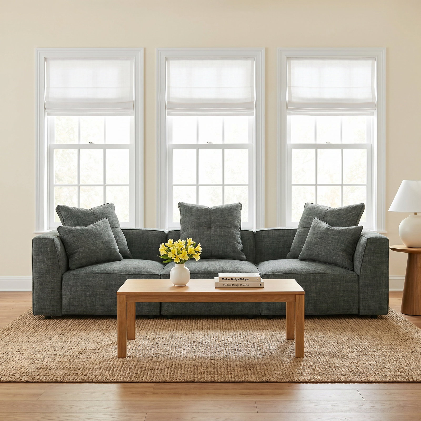 Del Modular Upholstered Sectional, Vibe Haze Polyester Blend