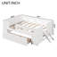 Lit plateforme double en bois avec garde-corps et tiroir de rangement, lit plateforme pour enfants, blanc-163515088-163515103