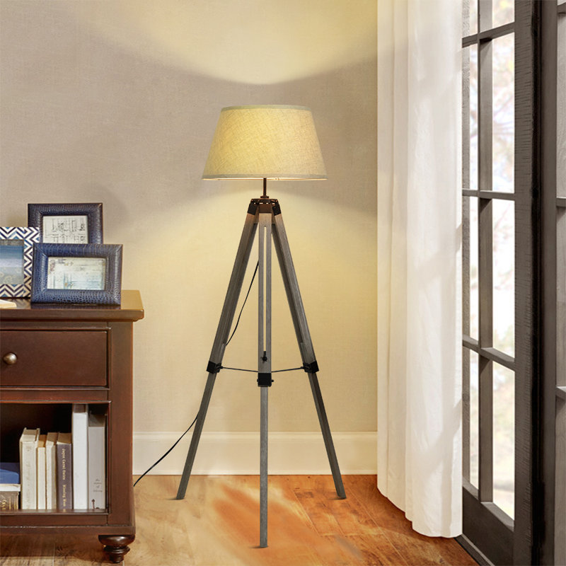 Halfacre 56.49'' Brown Tripod Floor Lamp