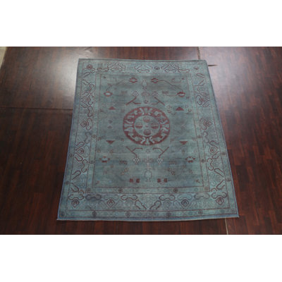 Tapis oriental en laine Khotan noué à la main 8 pi x 9 pi 9 po