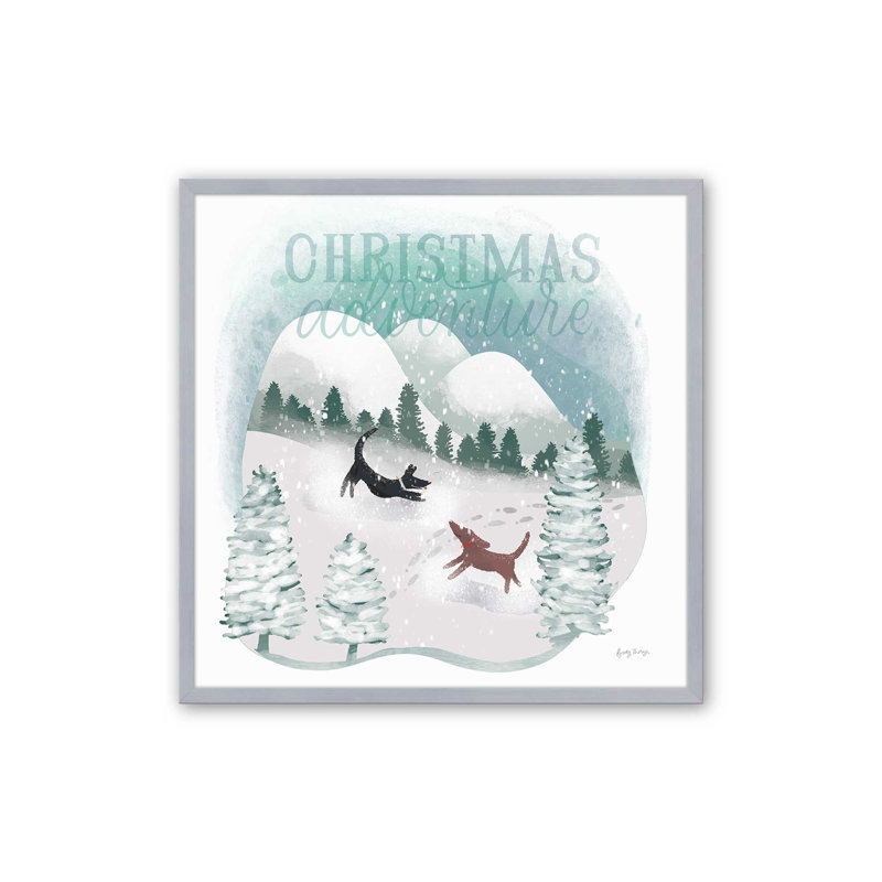 Les joies de Noël dans la neige – Affiche à  encadrer, Cadre simple en chrome poli, bois massif, H 13,75 po x l 13,75 po