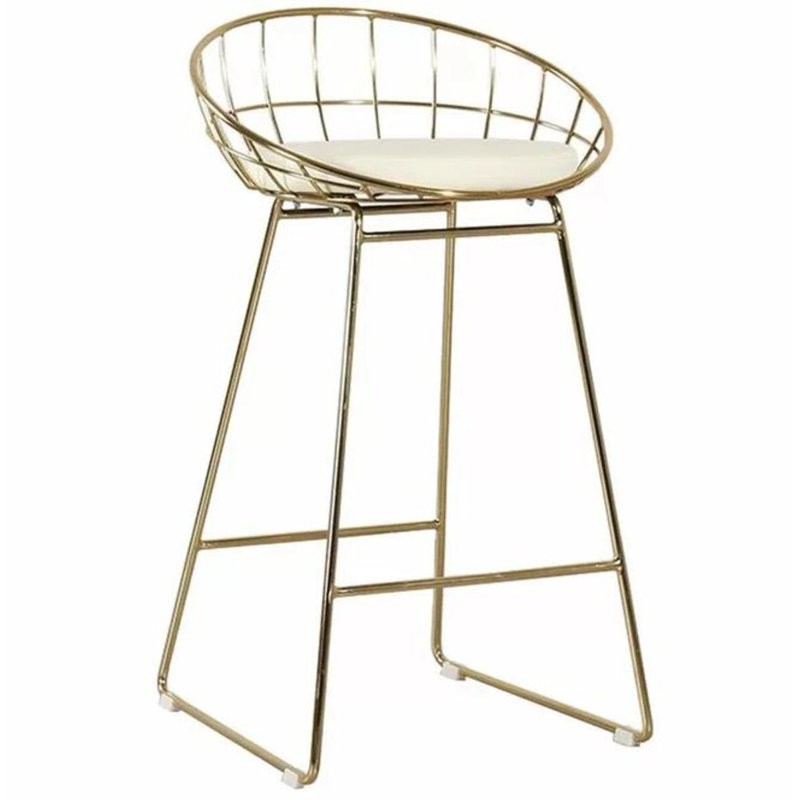 Luther Metal Frame Counter Stool, White, Gold