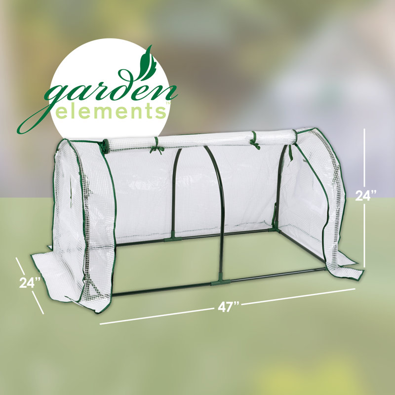 Garden Elements Metal Frame, Plastic Covered Cloche Tunnel Greenhouse, Mini, 47”