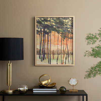 Entre les arbres II, reproduction encadrée - bois massif