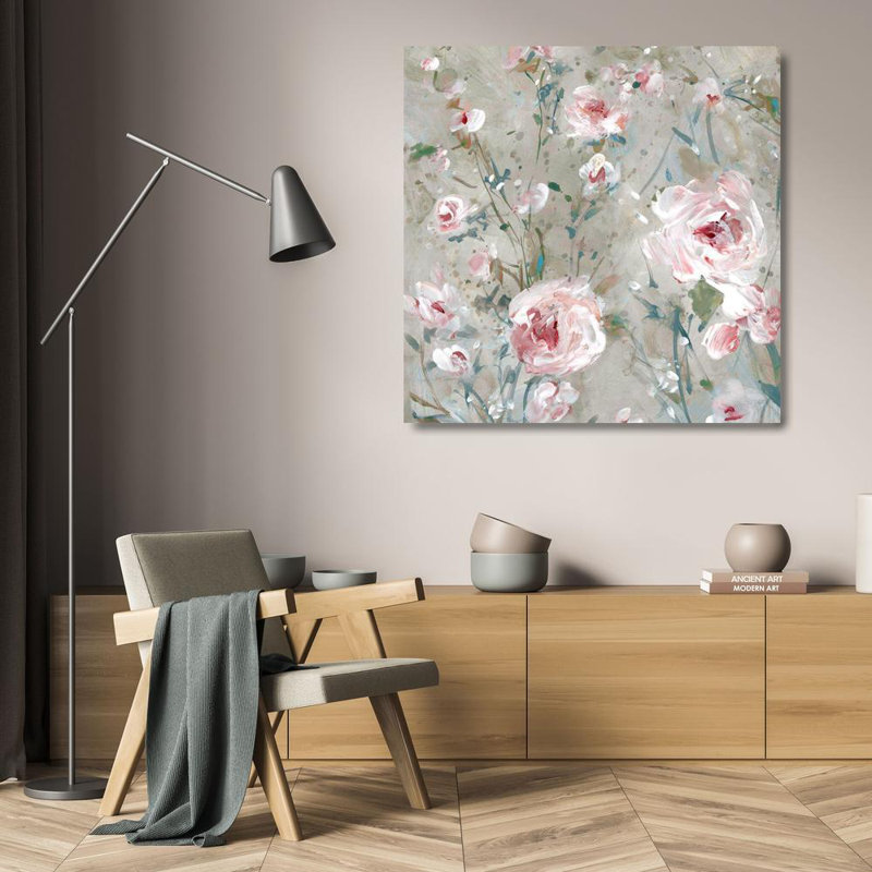 Art sur toile tendue avec la galerie Carol, Carol: «Delicate Pink Blossoms I», H 20 po x l 20 po