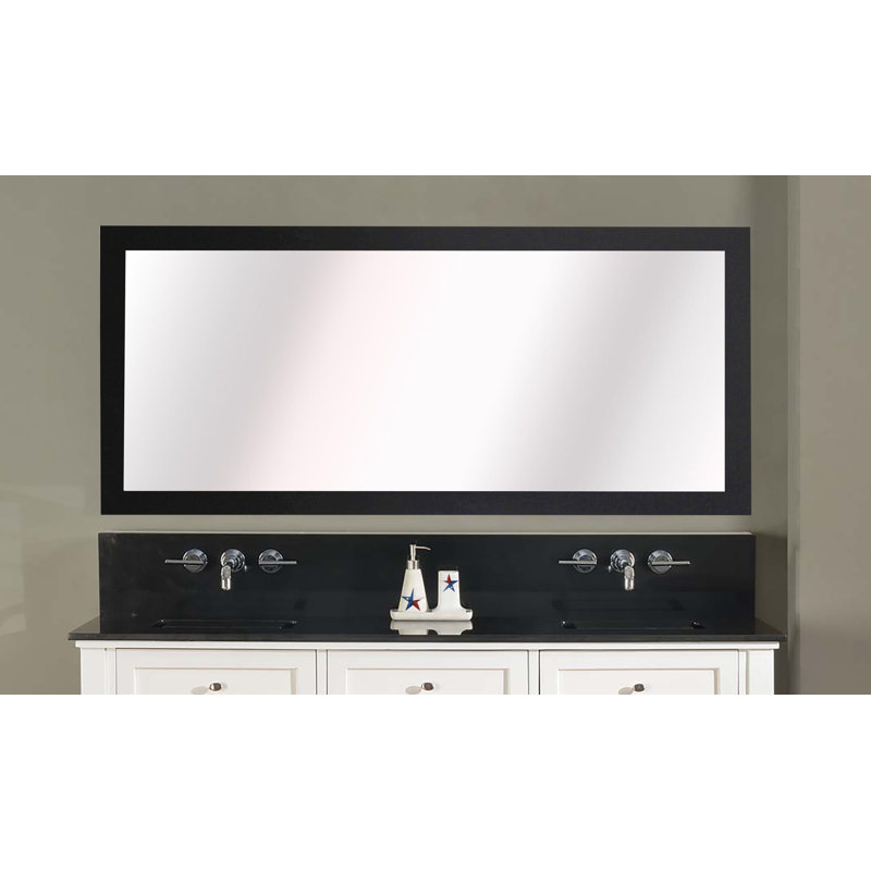 Miroir mural Tieger, Noir satiné, H 32 po x l 55 po