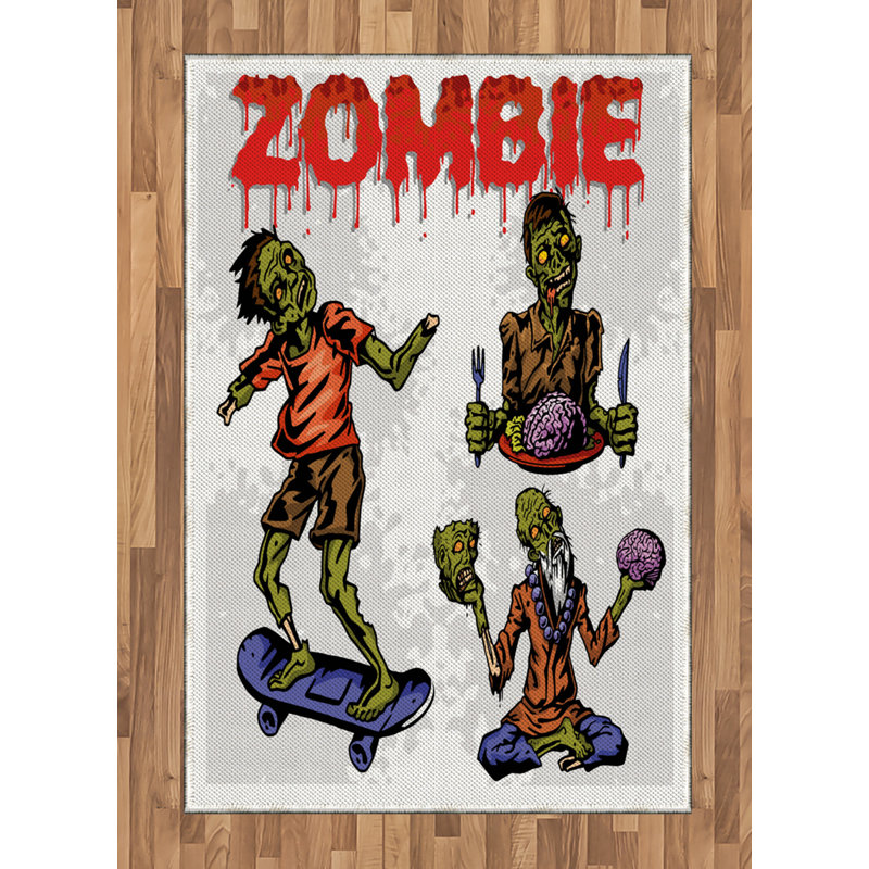 Zombie High Density Long Fiber Poly Threads Decorative Area Rug Carpet, Rectangle 4' x 5'8"