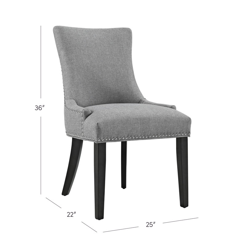 Chaise de salle à manger (une seule chaise) rembourrée en tissu Porch & Den Helen par Modway, Velours gris clair, 1