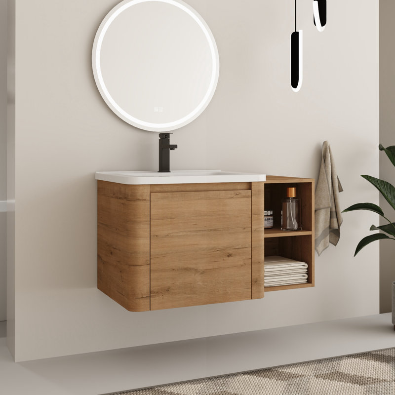 Ensemble de meuble-lavabo simple 36 po avec plateau en céramique Walden, 36", Imitation chêne