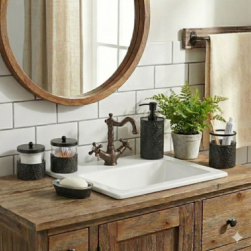 Ensemble d'accessoires de salle de bain Maleck, Noir mat