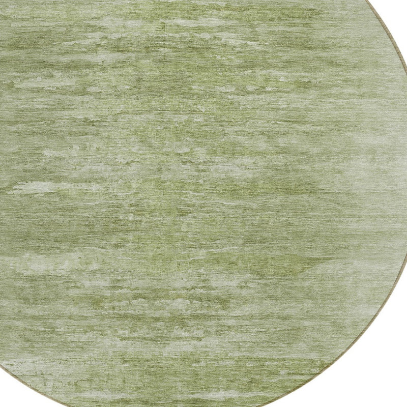 Tapis d'intérieur rond lavable abstrait vert artichaut 8 pi HomeRoots