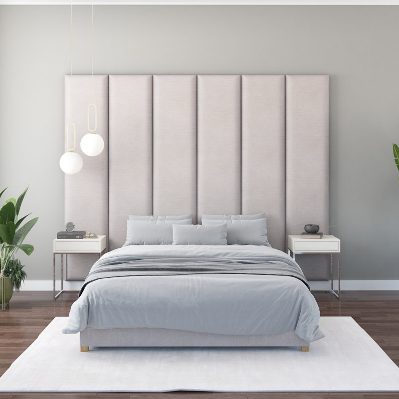 Natalia 45cm x 210cm Upholstered Wall Paneling, Silver