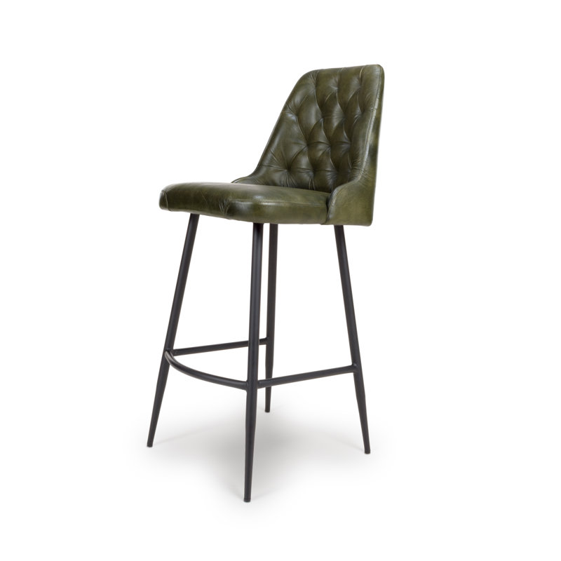 Ronja Upholstered Counter Stool with Metal Frame, Green