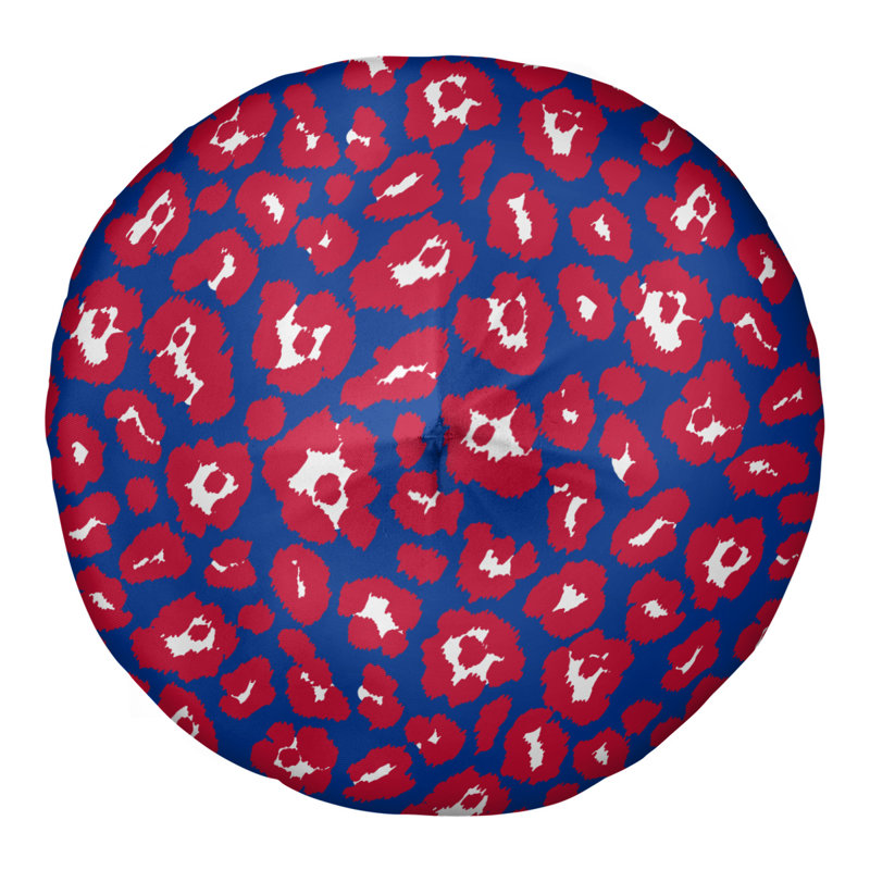 Housse et insert de coussin touffeté rond, Bleu / Rouge / Blanc, H 30 po x l 30 po x P 4 po