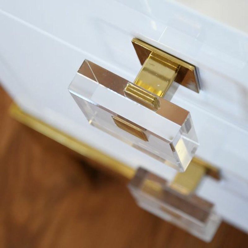 Cosby Computer Desk, Matte White Lacquer/Polished Brass