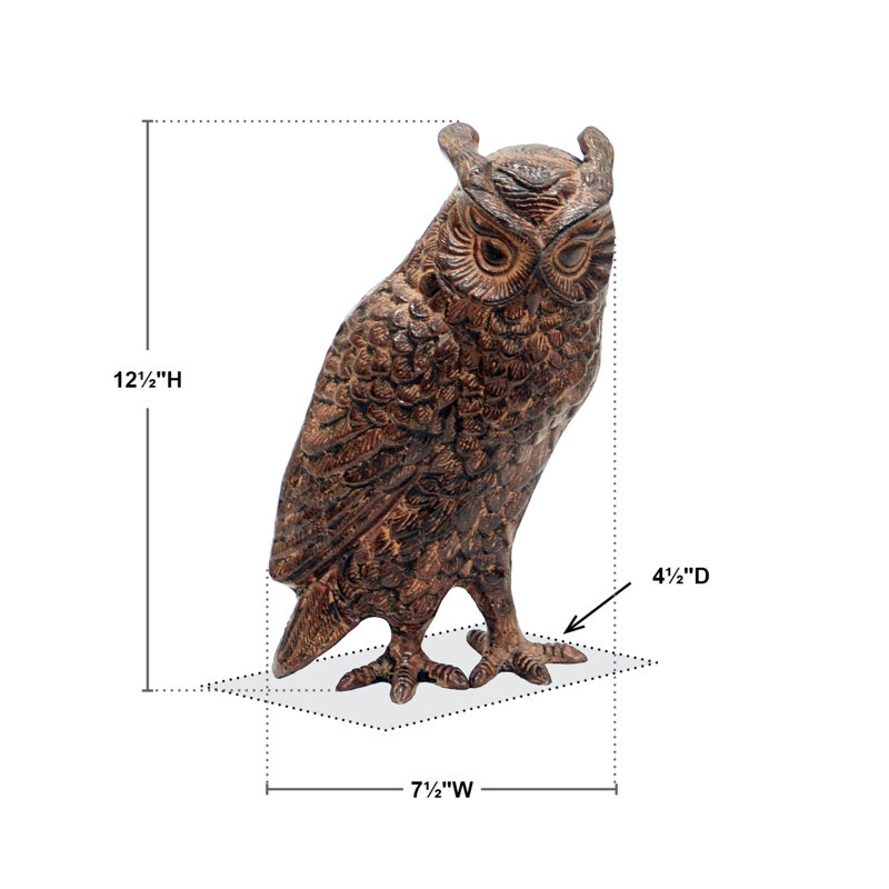 Bronze Great Horned Owl Garden Statue