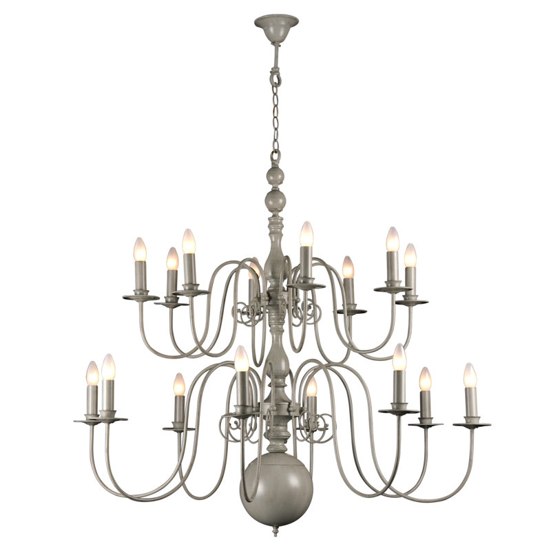 Aubervilliers 16 - Light Candle Style Chandelier, Grey Taupe