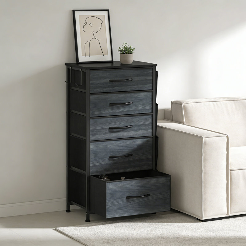 5 Drawer Storage Drawer, Black