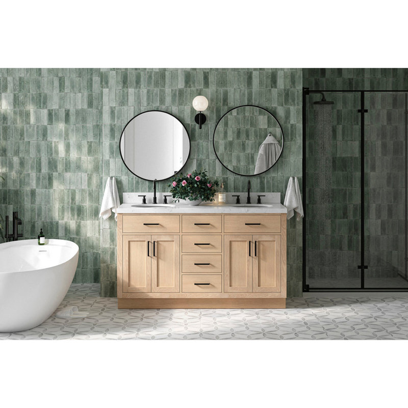 60" Double Bathroom Vanity Base Only, White