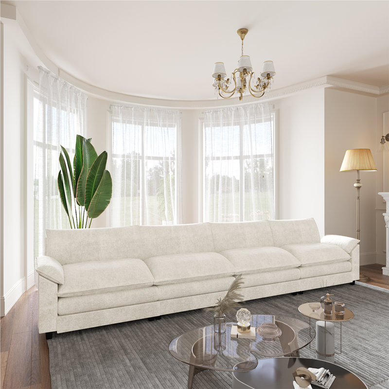 Canapé modulaire 154 po Chenille, Chenille blanche