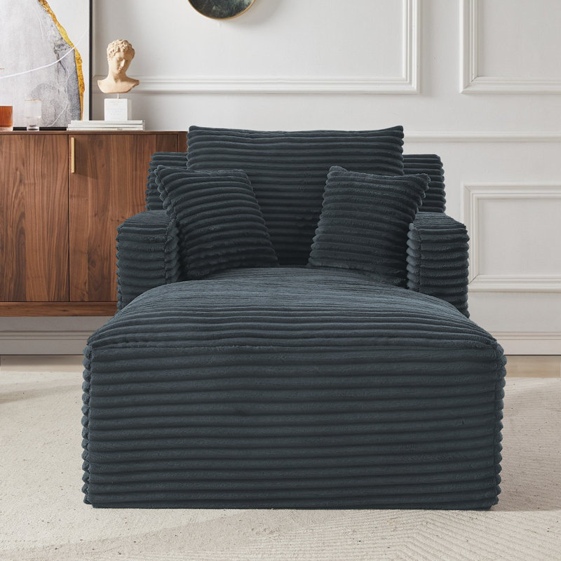 Canapé inclinable 65,4 po Corduroy, Gris foncé
