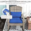 Chaise berçante, bleu foncé avec coussin de siège et coussin élégants, dossier haut pour le jardin, porche, balcon