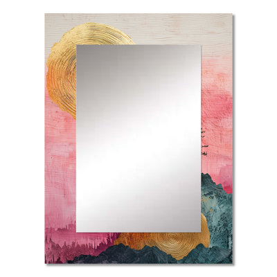 Lavender Bamboo In A Chinese Ink Landscape I - Trees Decorative Mirror, Traditional Large Wall Mirror, Printed Metal Art