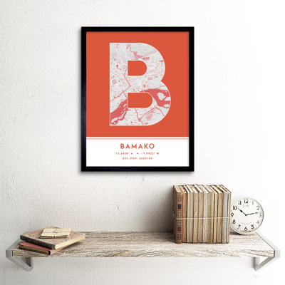 Bamako City Map Bamako Mali City Map Orange - Single Picture Frame Typography
