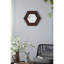 Miroir hexagonal brun foncé avec envers en bois massif stable, couloir, 18,5 po x 18,5 po, 18,5 po x 18,5 po