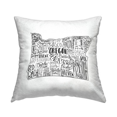 Oregon State Outline Typography City Map Outdoor Printed Pillow by Saturday Evening Post