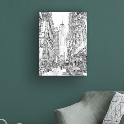 «City in Black and White I» par Melissa Wang - reproduction de dessin sur toile tendue