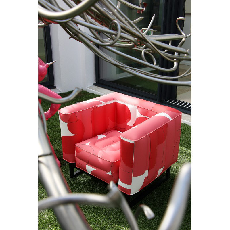 Yomi Outdoor Seat/Back Cushion, White/Red