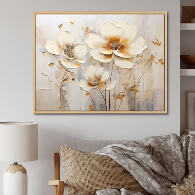 Transitions florales beiges sérénité sur toile