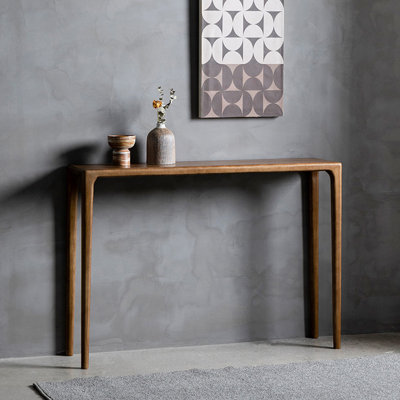 Modern-style solid wood console table.