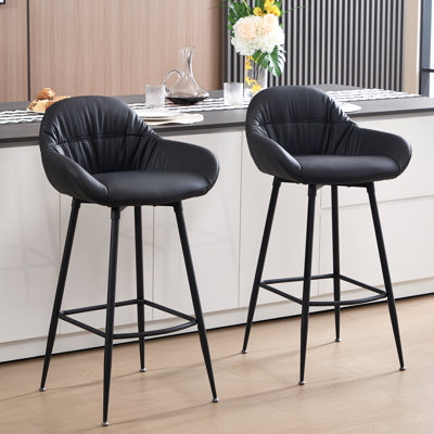 Faux Leather Bar Stool with Footrest