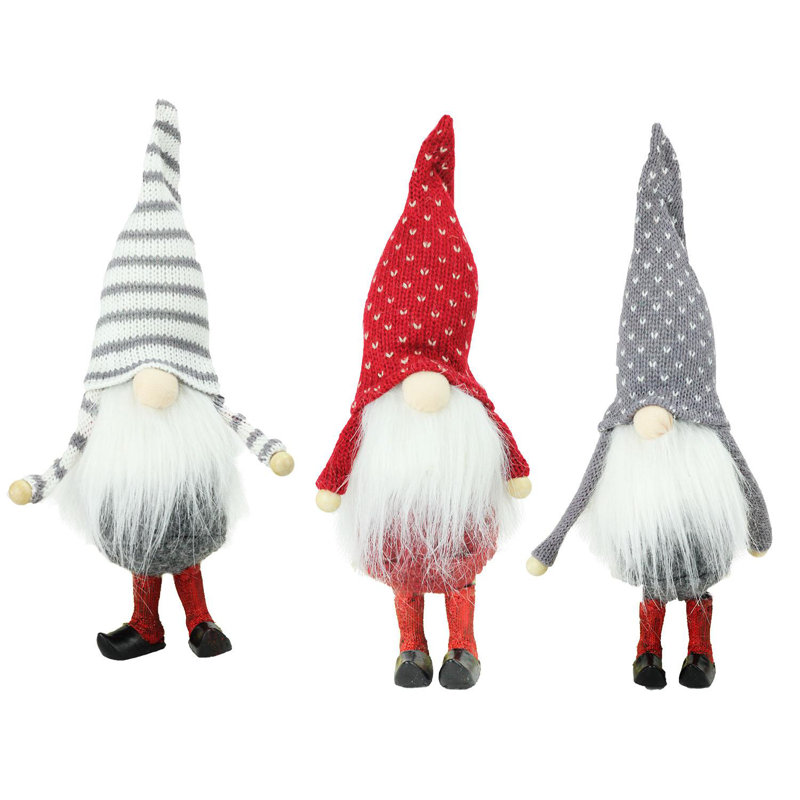 Ensemble de 3 décorations de Noël gnome debout 10 po