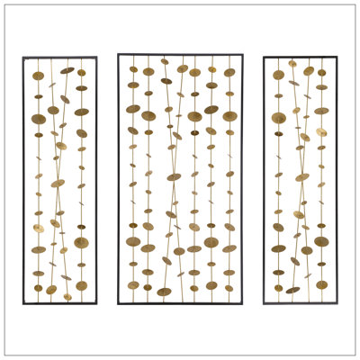 Set Of 3 Metal Decorative Wall Art With Frame, Wall Decor For Living Room Bedrrom Entryway Office