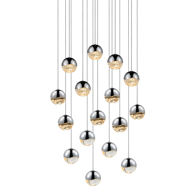 Grapes 16 - Light LED Cluster Pendant, Polished Chrome, 3.25" H x 23.25" W x 23.25" D
