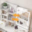 Coiffeuse blanche, miroir et lumière DEL, coiffeuse à 5 tiroirs, miroir mobile et caché, écran tactile en mode 3 couleurs, rangement