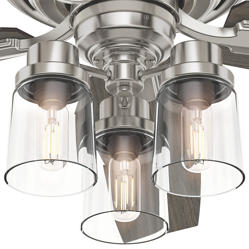 Bennett 52" 5 - Blade Standard Ceiling Fan With Lights, Brushed Nickel