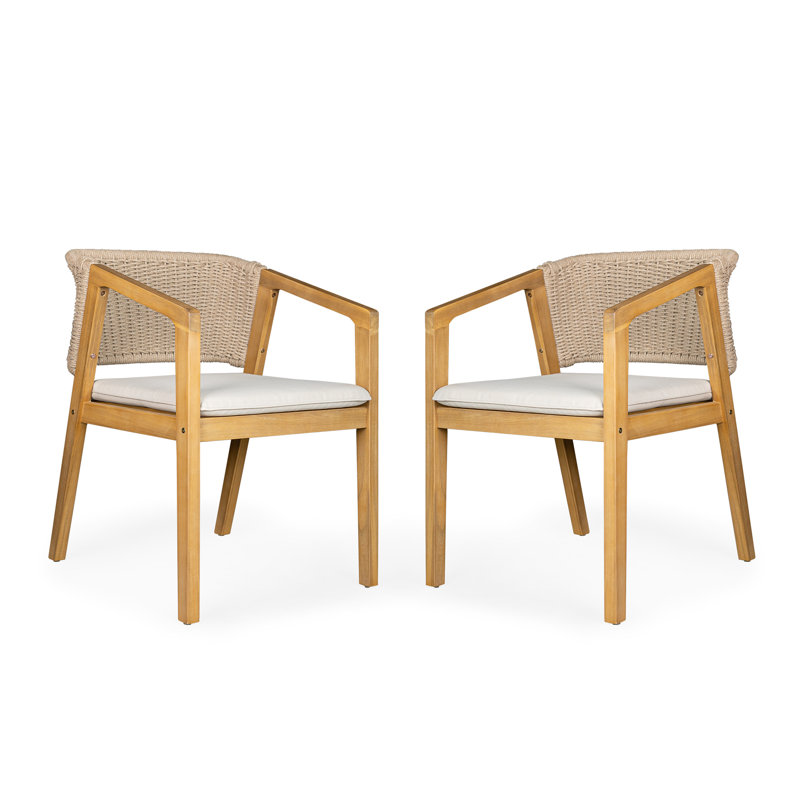 2 chaises d'extérieur en bois avec assise et dossier moelleux antidérapants