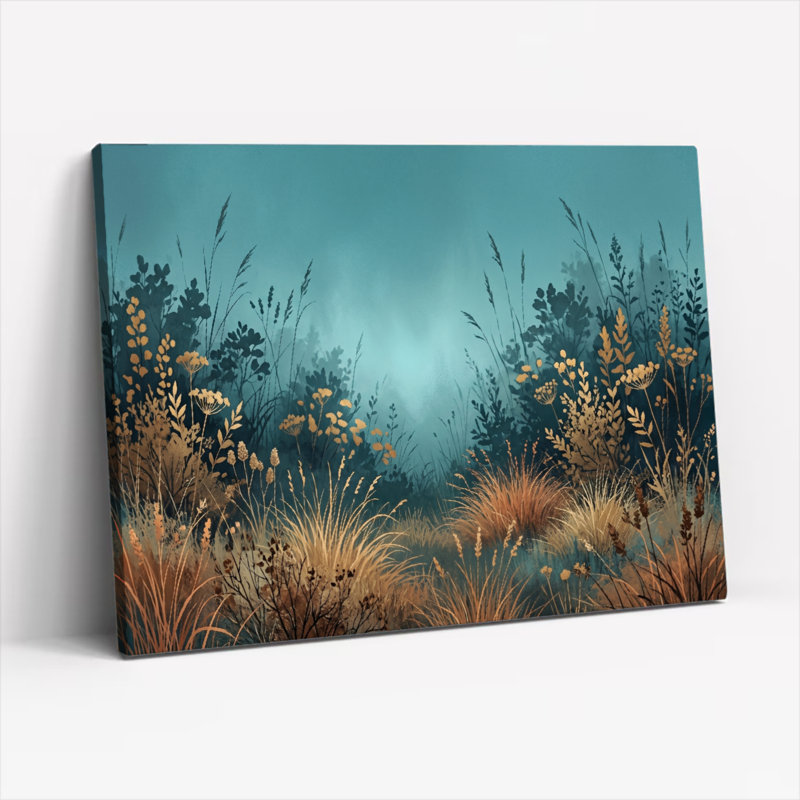 "Gallery Wrap", art mural sur toile pour le salon, la chambre à coucher, le bureau ou le vestibule - décoration murale décorative avec prairie brumeuse