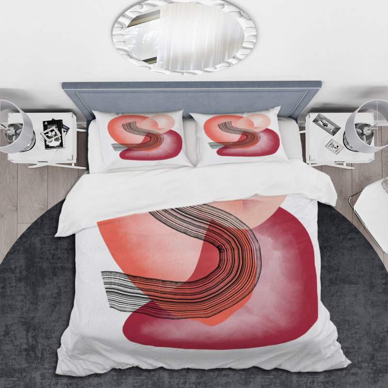 Ensemble de housse de couette en microfibre rouge / noir, Housse de couette simple + 1 taie décorative stan