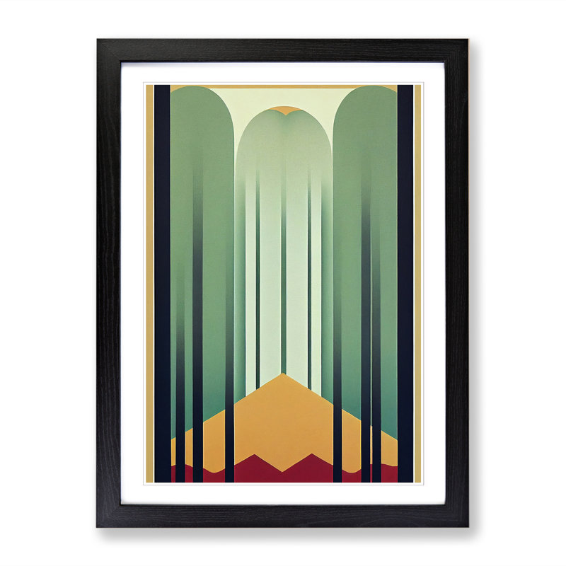 Spring Forest Art Deco Vol.1 - Framed Print, 64cm H x 46cm W x 2cm D, Oak
