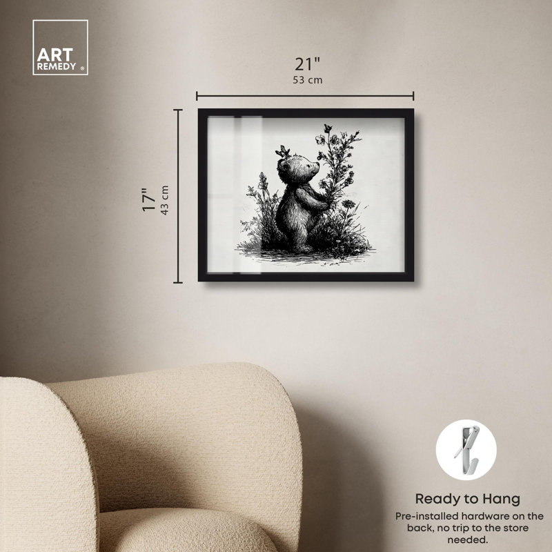 «Botanist Bear Shadowbox» par Art Remedy, Noir, H 17 po x l 21 po