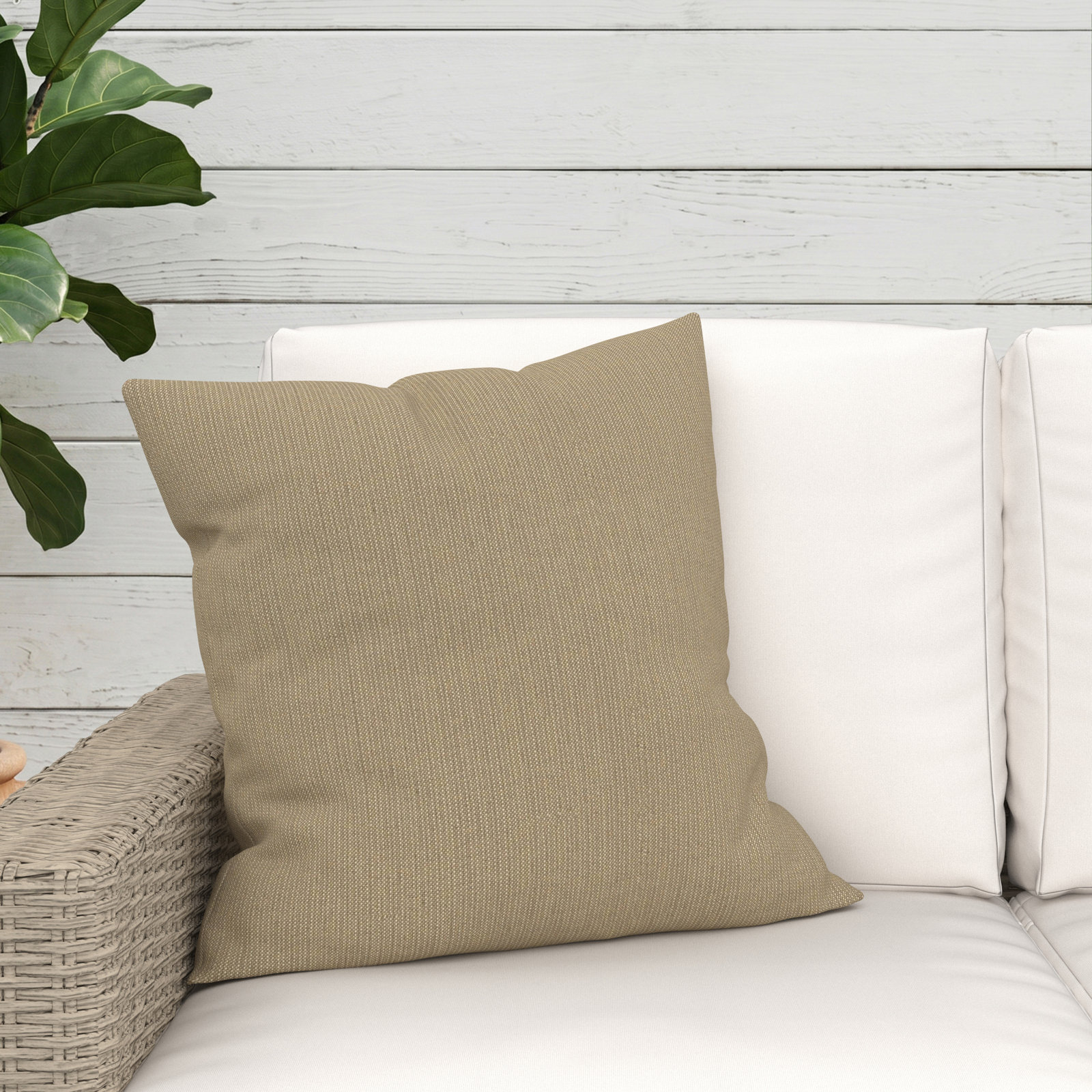 Indoor/Outdoor Throw Pillow, Square 20", Spectrum Mushroom Sunbrella® Plainweave