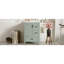 Meuble-lavabo moderne en bois vert avec lavabo en céramique pour espace compact