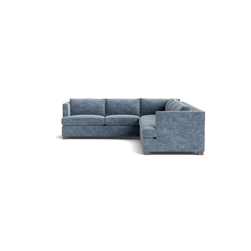 Keaton Chaise Sectional, Vintage Chenille - Smoky Blue, Driftwood
