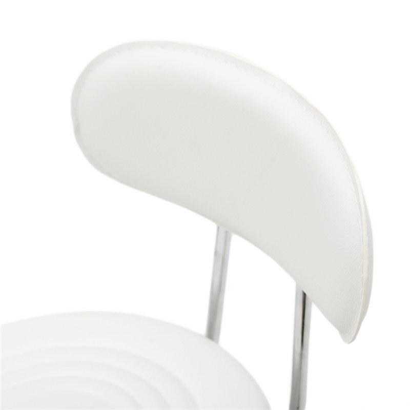 Tabouret roulant blanc avec dossier, tabouret pivotant réglable en hauteur pour salon de coiffure, tabouret rond en similicuir avec roulettes pour bureau, salon de coiffure et usage domestique