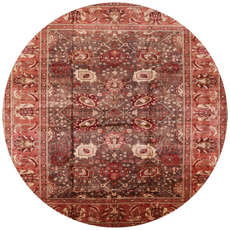 Tapis de style oriental rouge, Rond 6 pi